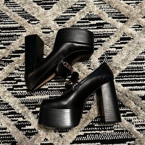 Sam Edelman Black Platform Loafer Heels
